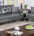 Contemporary Living Room Furniture 2 Pcs Sofa Set Grey Gelcouch Sofa And Loveseat Plush Cushion Tufted Plush Sofa Pillows Grey Faux Leather Wood Primary Living Space Classic,Contemporary,Modern Faux Leather 5 Seat