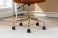 047 Mesh Fabric Home Office 360 Swivel Chair Adjustable Height With Gold Metal Base,Caramel Solid Caramel Office Sponge Wipe Clean Modern Office Chairs Tufted Back Foam Adjustable Height Fabric Mesh
