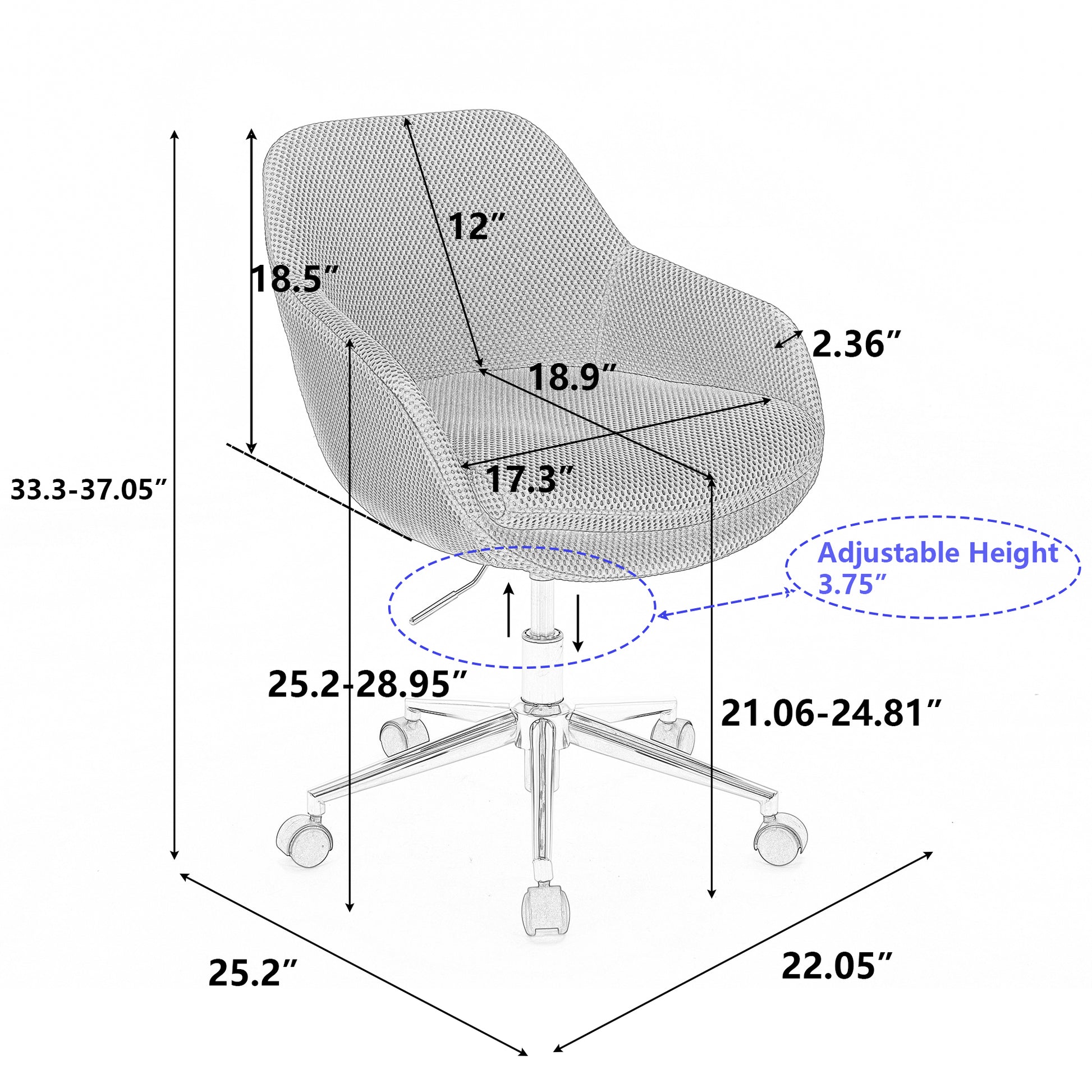 046 Mesh Fabric Home Office 360 Swivel Chair Adjustable Height With Gold Metal Base,Beige Solid Beige Office Sponge Wipe Clean Modern Office Chairs Tufted Back Foam Adjustable Height Fabric Mesh