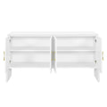 Four Door Metal Handle Storage Cabinet, Suitable For Study, Living Room, Adjustable Shelf White Solid Wood Mdf