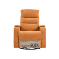 Swivel Rocking Recliner Sofa Chair With Usb Charge Port & Cup Holder For Living Room, Bedroom,Light Orange Orange Foam