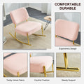 Teddy Velvet Material Cushioned Rocking Chair, Unique Rocking Chair, Cushioned Seat, Pink Backrest Rocking Chair, And Golden Metal Legs. Comfortable Side Chairs In The Living Room, Bedroom, And Office Pink Velvet