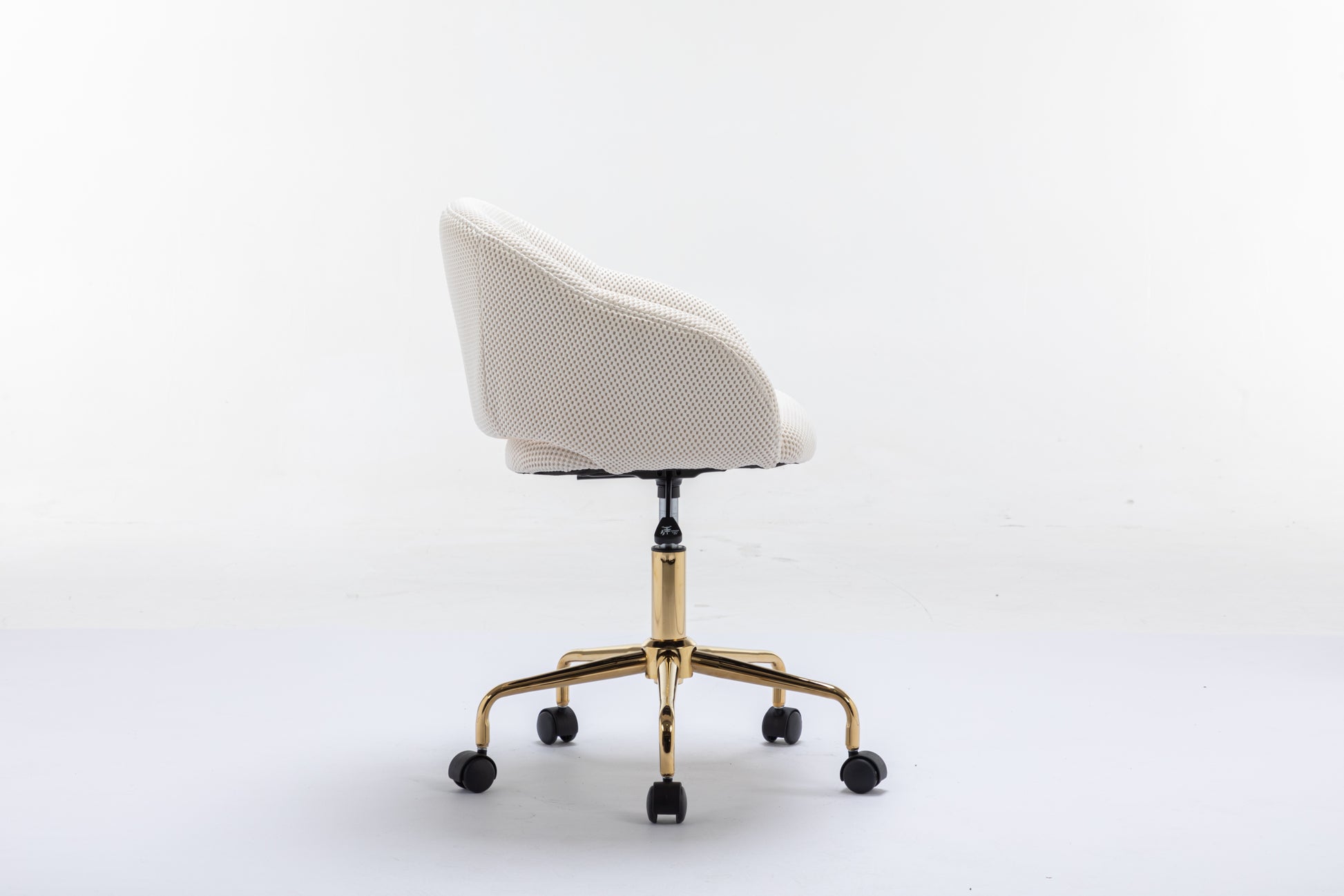 047 Mesh Fabric Home Office 360 Swivel Chair Adjustable Height With Gold Metal Base,Beige Solid Beige Office Sponge Wipe Clean Modern Office Chairs Tufted Back Foam Adjustable Height Fabric Mesh