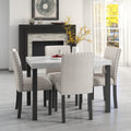 Five Piece Dining Set With Imitation Marble Tabletop, Restaurant Combination Set, Solid Wood Dining Table And 4 Chairs, Space Saving Combination Furniture For Kitchen And Dining Room. Black White Solid Wood Mdf
