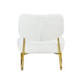 Teddy Suede Material Cushioned Rocking Chair, Unique Rocking Chair, Cushioned Seat, White Rocking Chair With Backrest And Golden Metal Legs. Comfortable Side Chairs In Living Room, Bedroom, Office White Velvet