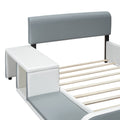 Full Size Upholstered Platform Bed With Storage Nightstand And Guardrail, Gray Box Spring Not Required Full Gray Wood Bedroom Upholstered