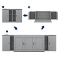Queen Size Murphy Bed With Shelves, Cabinets And Usb Ports,Gray Queen Gray Mdf Lvl