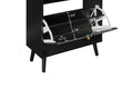 Rattan, Allen 2 Door 1 Drawer Cabinet, Shoe Rack, Double Layer, Suitable For Entrance Black Particle Board