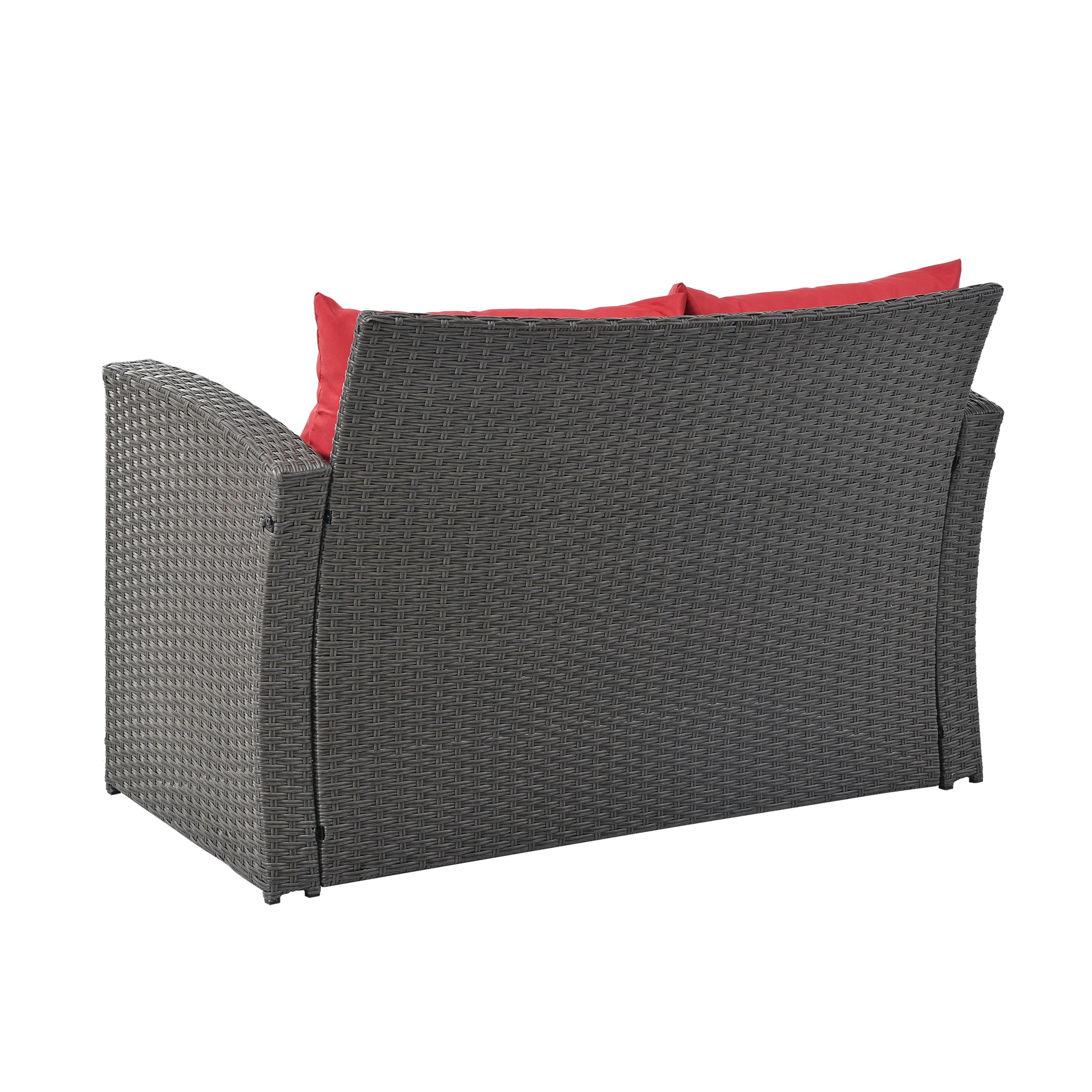 Patio Furniture Sets Dark Gray Seats 4 Pe Rattan Iron Waterproof Fabric