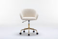 047 Mesh Fabric Home Office 360 Swivel Chair Adjustable Height With Gold Metal Base,Beige Solid Beige Office Sponge Wipe Clean Modern Office Chairs Tufted Back Foam Adjustable Height Fabric Mesh