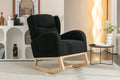 049 Teddy Fabric Rocking Chair With Packet Wood Legs,Black Wood Solid Black Primary Living Space Foam Wipe Clean Modern Rocking Chairs Eucalyptus Tufted Back Foam Teddy