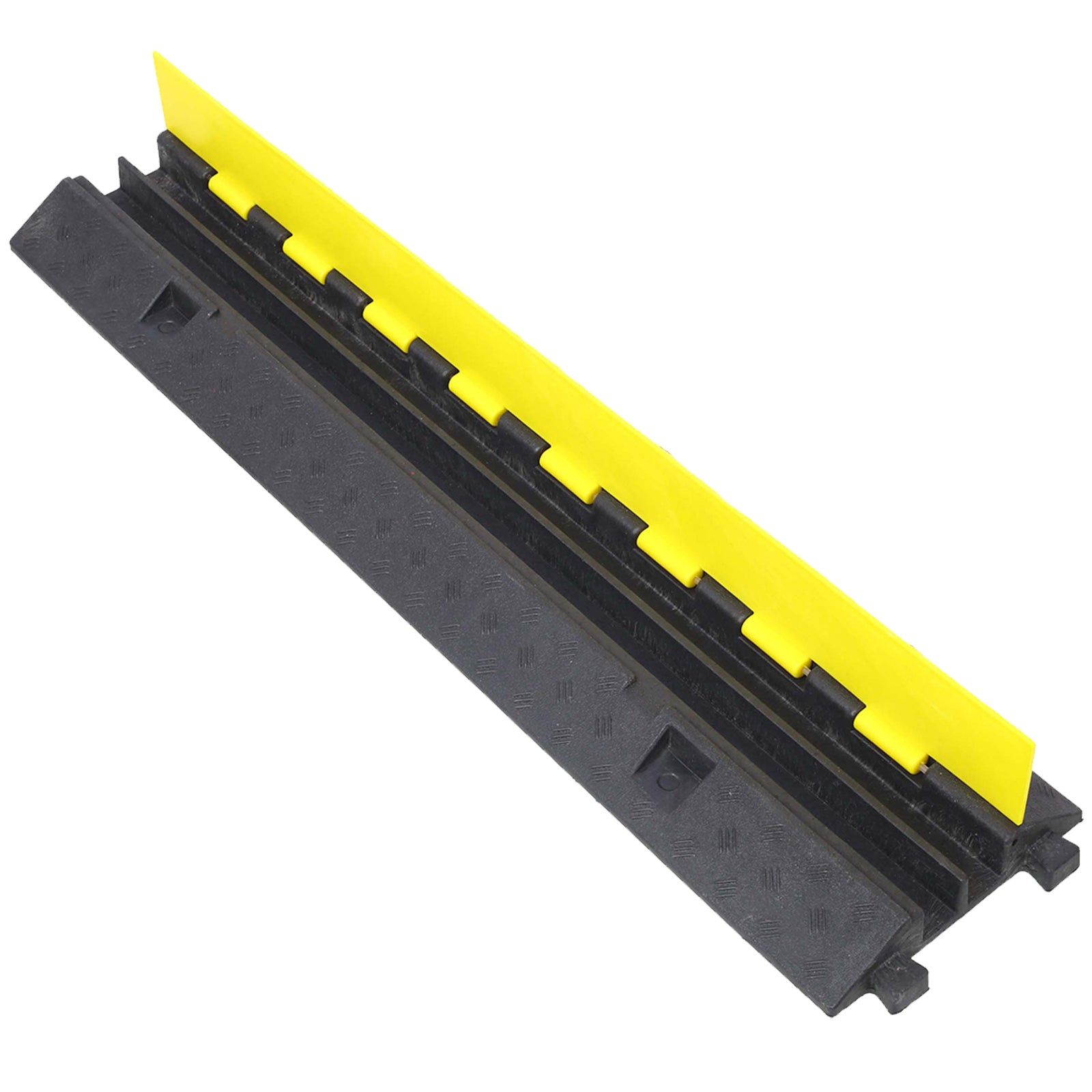 Cable Protector Ramp, 2 Channels Speed Bump Hump, Rubber Modular Speed Bump Rated 11000 Lbs Load Capacity, Protective Wire Cord Ramp Driveway Rubber Traffic Speed Bumps Cable Protector,2 Packs Black Rubber