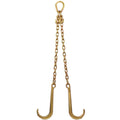 5 16''X2' G70 J Hook Tow Chain V Bridle With Large Shank J Hooks And Grab Hooks,Flatbed Truck Trailer Safety Tow Chain 4700 Lbs Working Load Limit Gold Steel