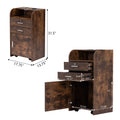 Salon Station, Hair Styling Station With Drawers, Cabinet And Hair Dryer Holders, Rustic Brown Brown Wood