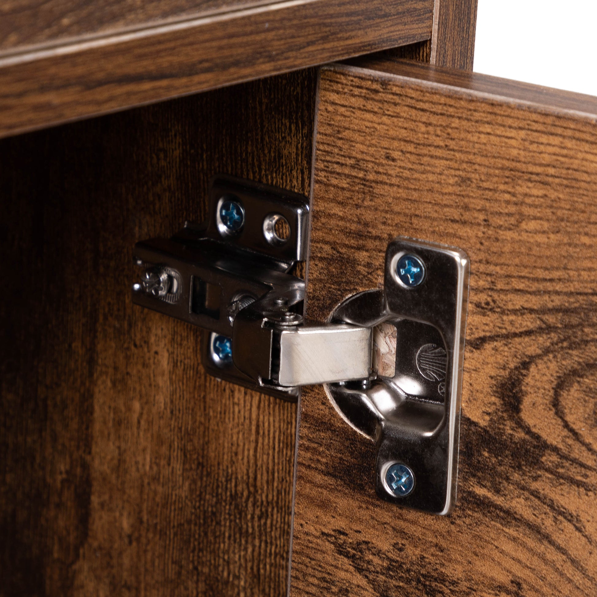 Salon Station, Hair Styling Station With Drawers, Cabinet And Hair Dryer Holders, Rustic Brown Brown Wood