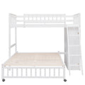 Wooden Twin Over Full Bunk Bed With Six Drawers And Flexible Shelves,Bottom Bed With Wheels,White Old Sku:Lp000531Aak White Solid Wood