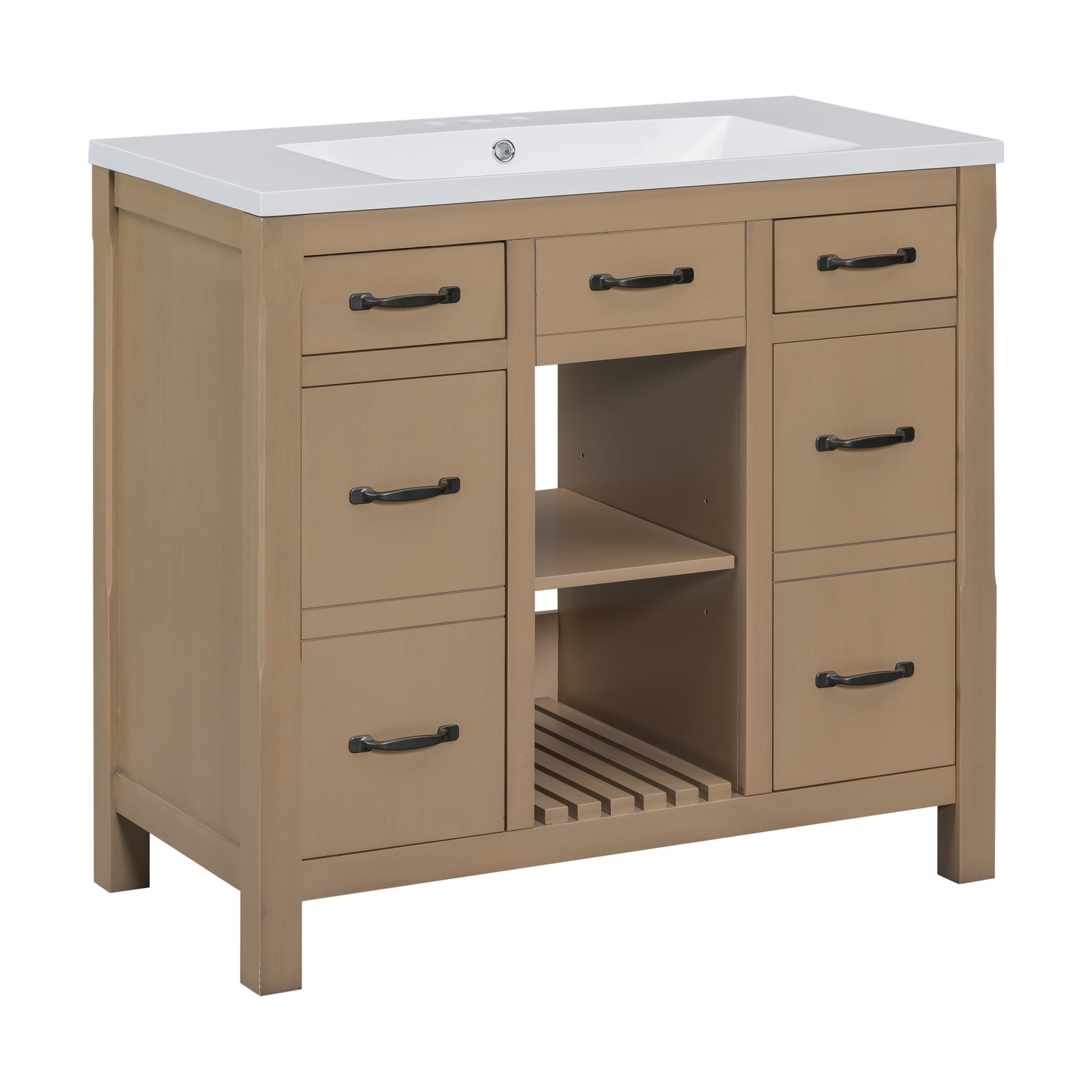 36''Bathroom Vanity With Undermount Sink,Modern Bathroom Storage Cabinet With 2 Drawers And 2 Cabinets,Solid Wood Frame Bathroom Cabinet 2 Wood 2 2 Adjustable Shelves Bathroom Freestanding Solid Wood Mdf Resin Painted