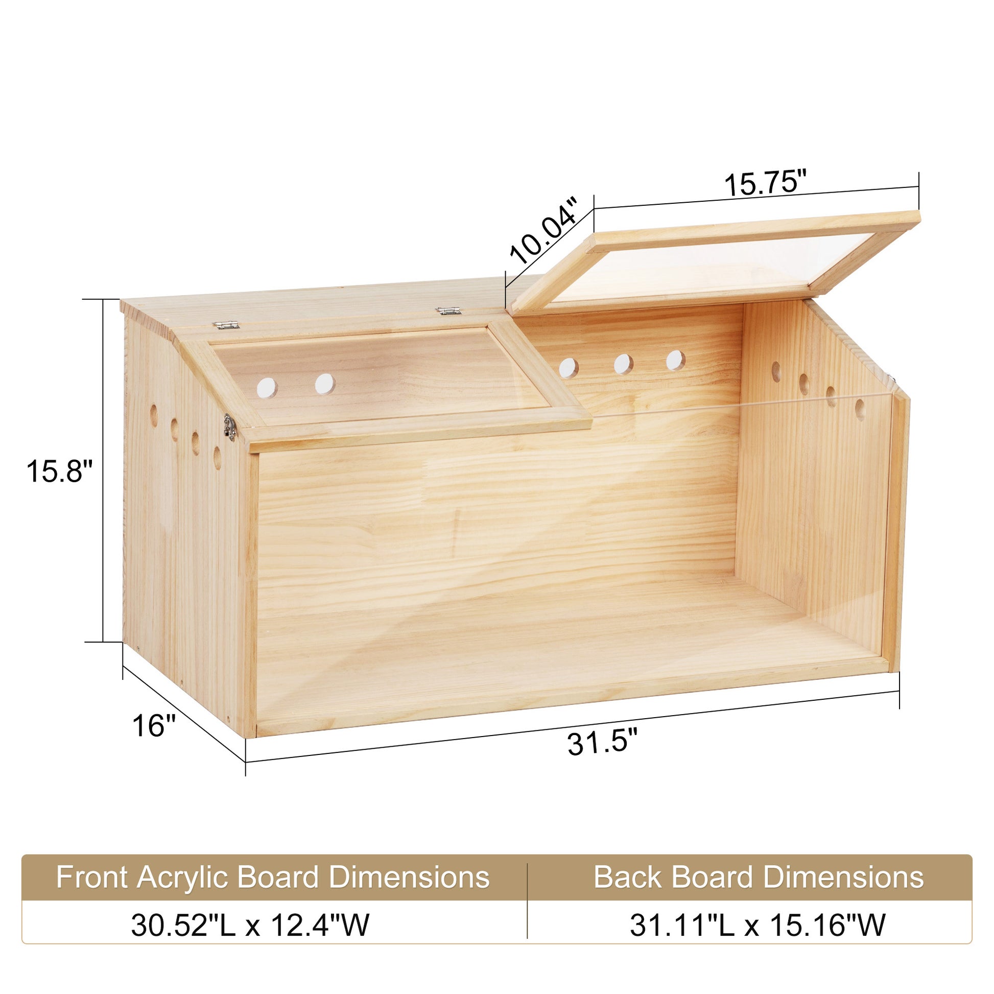 Middle Transparent Wooden Hamster Cage, Small Animal Habitat Hutch For Large Siberian Hamster,Gerbils,Little Rabbits, Natural Natural Wood