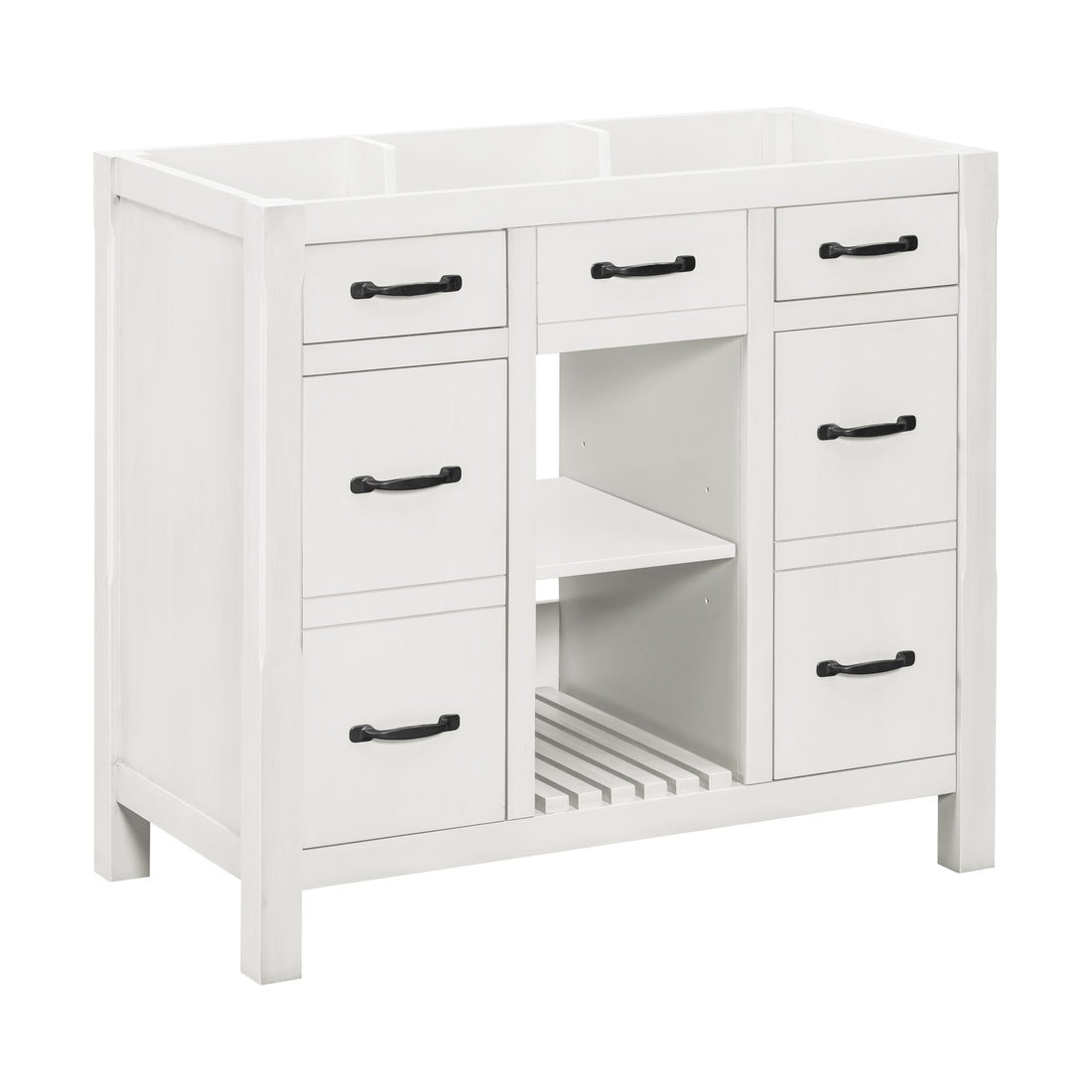 36''Bathroom Vanity Without Sink,Modern Bathroom Storage Cabinet With 2 Drawers And 2 Cabinets,Solid Wood Frame Bathroom Cabinet Not Include Basin 2 White 2 2 Adjustable Shelves Bathroom Freestanding Solid Wood Mdf Painted