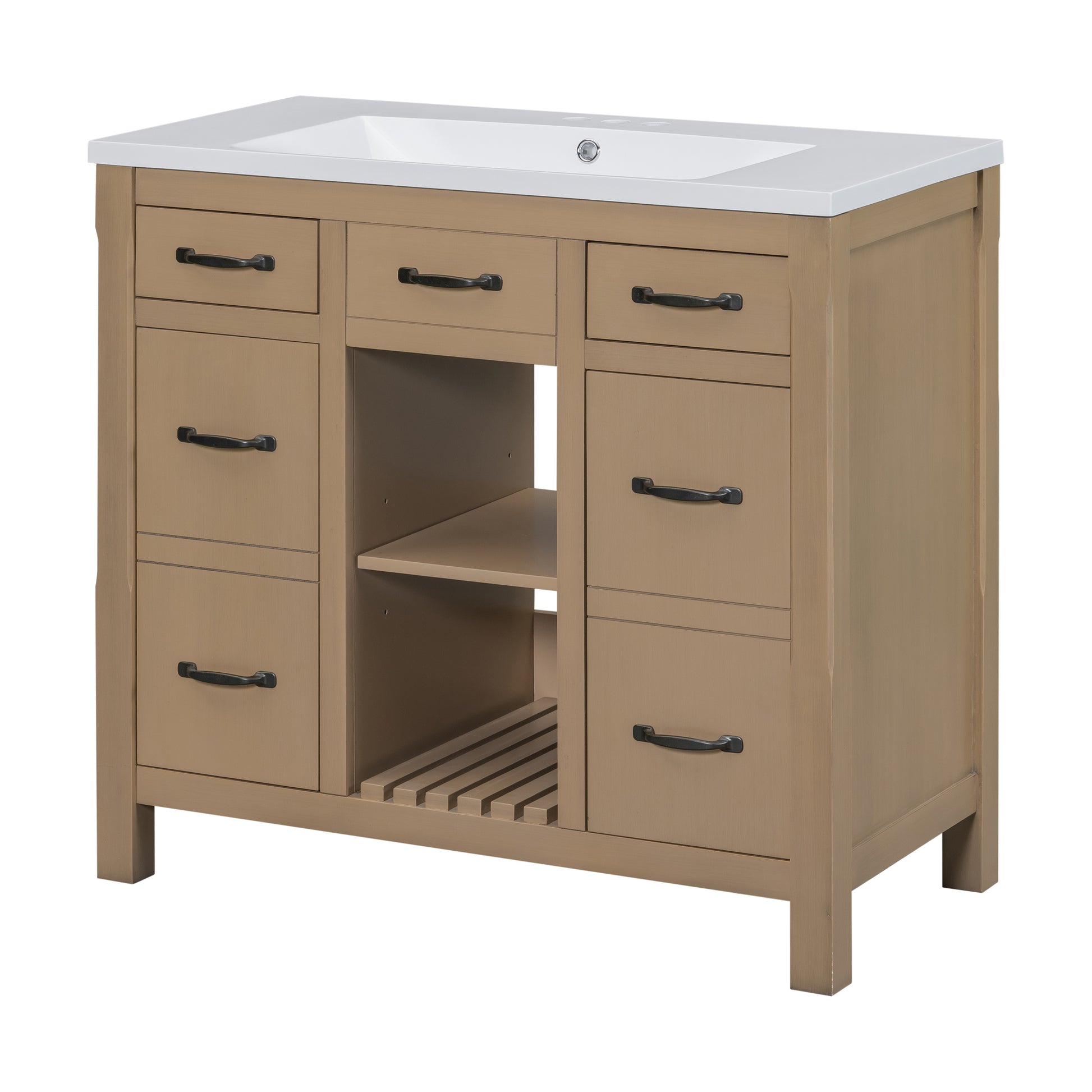 36''Bathroom Vanity With Undermount Sink,Modern Bathroom Storage Cabinet With 2 Drawers And 2 Cabinets,Solid Wood Frame Bathroom Cabinet 2 Wood 2 2 Adjustable Shelves Bathroom Freestanding Solid Wood Mdf Resin Painted