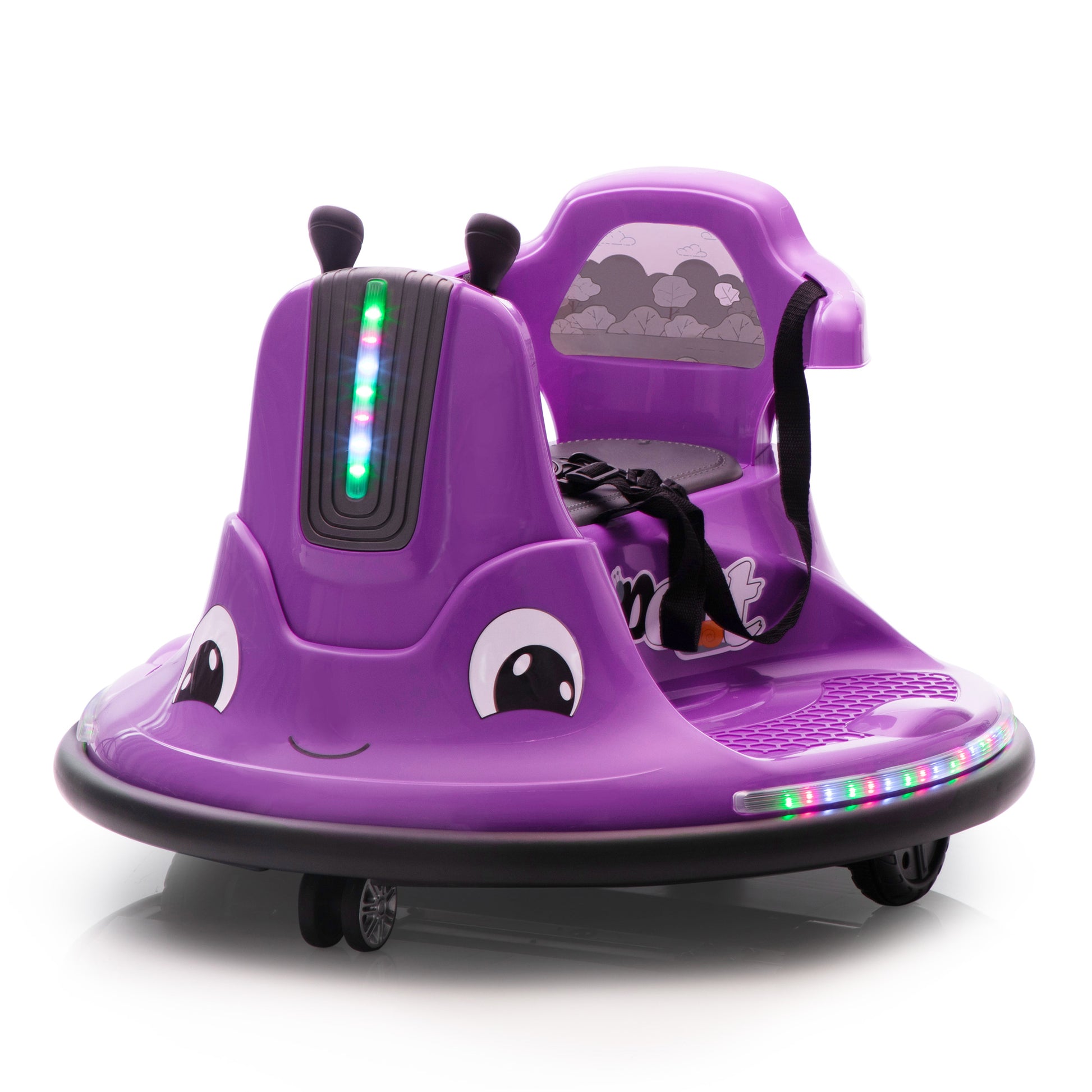 12V Snail Shaped Kids Electric Bumper Car With Remote Control, Ride On Car With Led Lights, Music, 360 Degree Rotate, Toddler Race Toys, 3 8 Years Old Purple Polypropylene