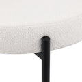 Dining Chairs Set Of 2 Round Upholstered Boucle Dining Room Chairs Mid Century Modern Kitchen Chairs Curved Backrest Chairs For Dining Room Black Metal Legs Iron White Black Dining Room Foam Round Dining Chairs Foam Metal
