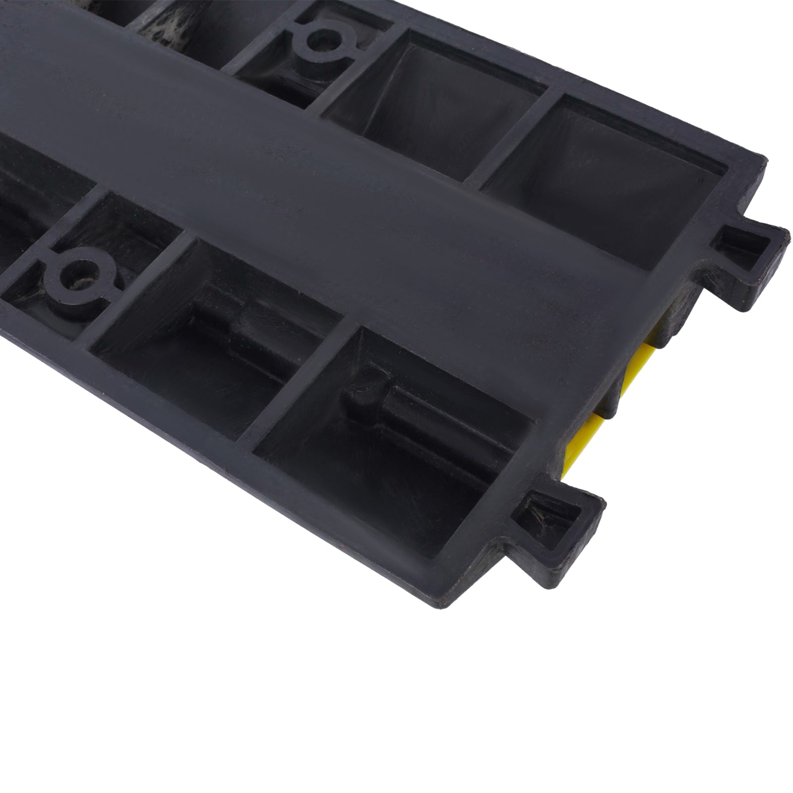 Cable Protector Ramp, 2 Channels Speed Bump Hump, Rubber Modular Speed Bump Rated 11000 Lbs Load Capacity, Protective Wire Cord Ramp Driveway Rubber Traffic Speed Bumps Cable Protector,5 Packs Black Rubber