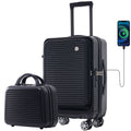 Carry On Luggage 20 Inch Front Open Luggage Lightweight Suitcase With Front Pocket And Usb Port, 1 Portable Carrying Case Black Abs