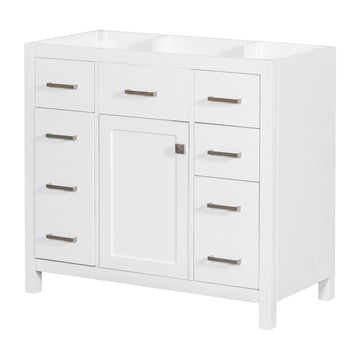 Cabinet Only 36" White Bathroom Vanity Sink Not Included White Solid Wood Mdf Resin