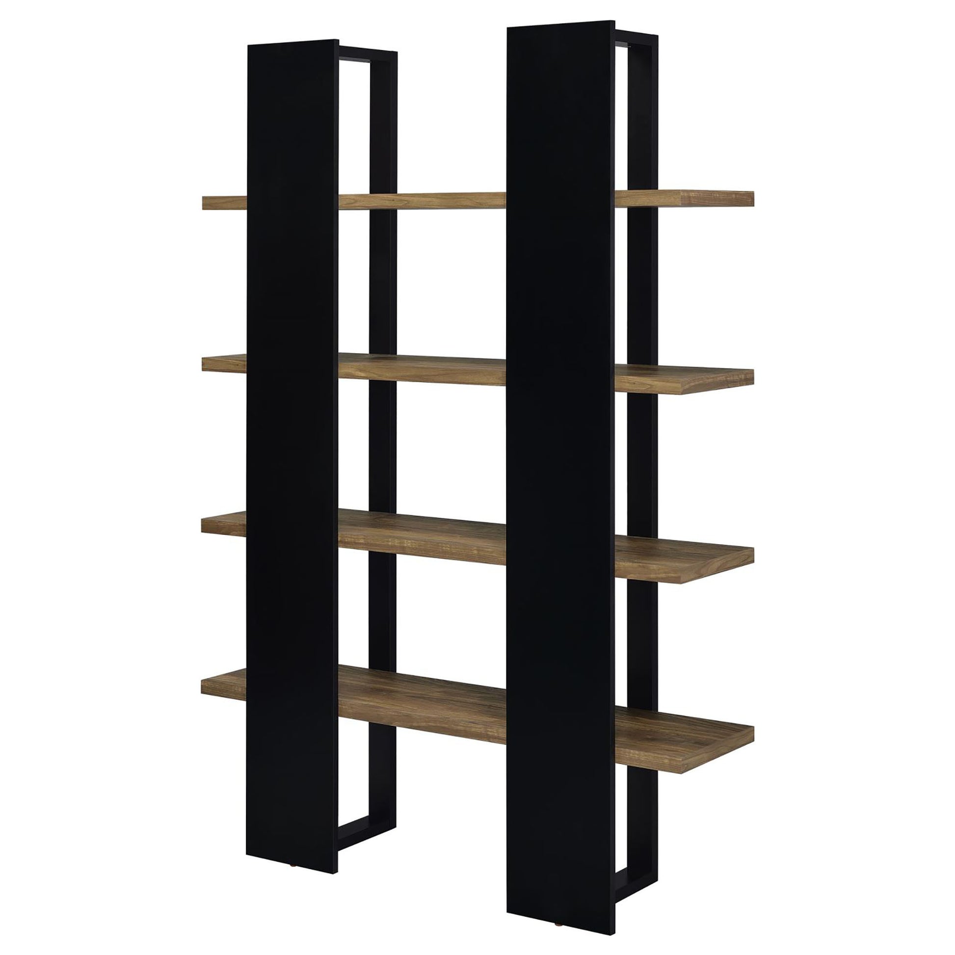 Mystrene Black And Walnut 4 Shelf Bookcase 4 Black Etagere Vertical Primary Living Space Open Back Wood Contemporary,Modern Wood