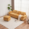 Modern Deep 3 Seat Sofa Couch With Ottoman, Polyester Sofa Sleeper Comfy Upholstered Furniture For Living Room, Apartment, Studio, Office,Yellow Yellow Polyester 3 Seat