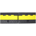 Cable Protector Ramp, 2 Channels Speed Bump Hump, Rubber Modular Speed Bump Rated 11000 Lbs Load Capacity, Protective Wire Cord Ramp Driveway Rubber Traffic Speed Bumps Cable Protector,2 Packs Black Rubber