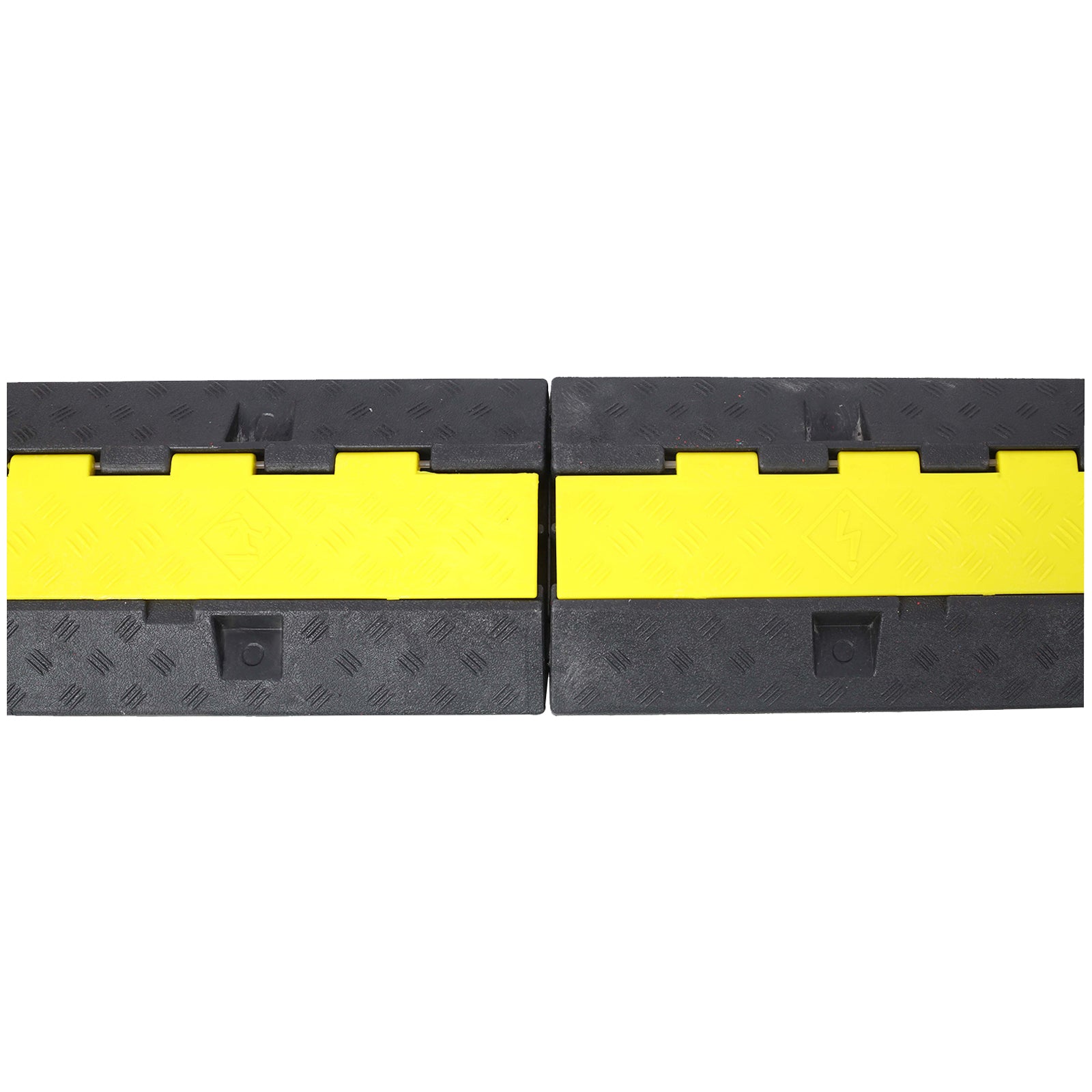 Cable Protector Ramp, 2 Channels Speed Bump Hump, Rubber Modular Speed Bump Rated 11000 Lbs Load Capacity, Protective Wire Cord Ramp Driveway Rubber Traffic Speed Bumps Cable Protector,2 Packs Black Rubber