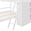 Wooden Twin Over Full Bunk Bed With Six Drawers And Flexible Shelves,Bottom Bed With Wheels,White Old Sku:Lp000531Aak White Solid Wood