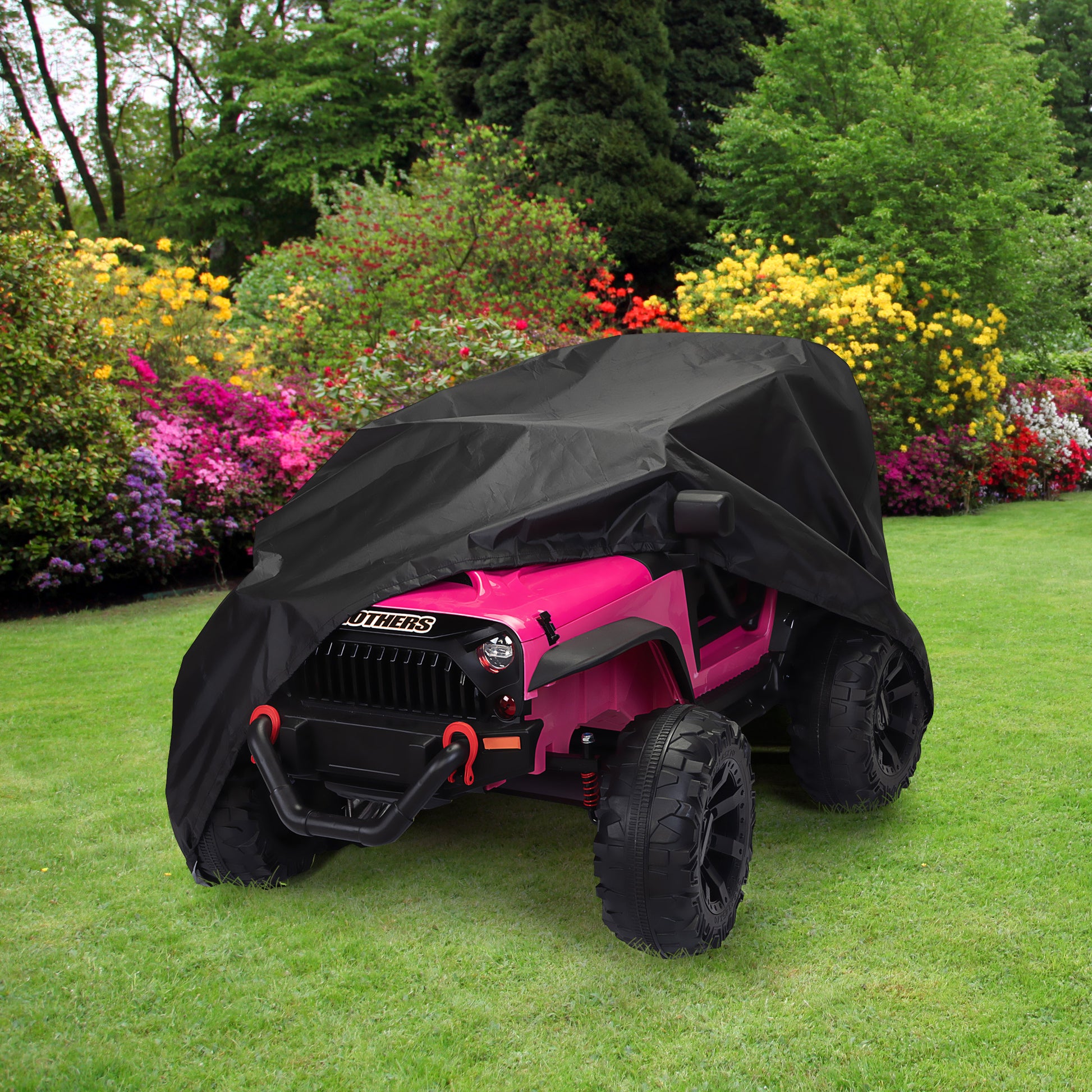 Kids Ride On Toy Car Cover, Outdoor Wrapper Resistant Protection For Children Vehicles, Wheels Cover Black Black Oxford Fabric