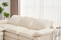 Modern Deep 3 Seat Sofa Couch With Ottoman, Polyester Sofa Sleeper Comfy Upholstered Furniture For Living Room, Apartment, Studio, Office, Beige Beige Polyester 3 Seat
