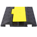 Cable Protector Ramp, 2 Channels Speed Bump Hump, Rubber Modular Speed Bump Rated 11000 Lbs Load Capacity, Protective Wire Cord Ramp Driveway Rubber Traffic Speed Bumps Cable Protector,2 Packs Black Rubber