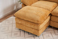 Modern Deep 3 Seat Sofa Couch With Ottoman, Polyester Sofa Sleeper Comfy Upholstered Furniture For Living Room, Apartment, Studio, Office,Yellow Yellow Polyester 3 Seat