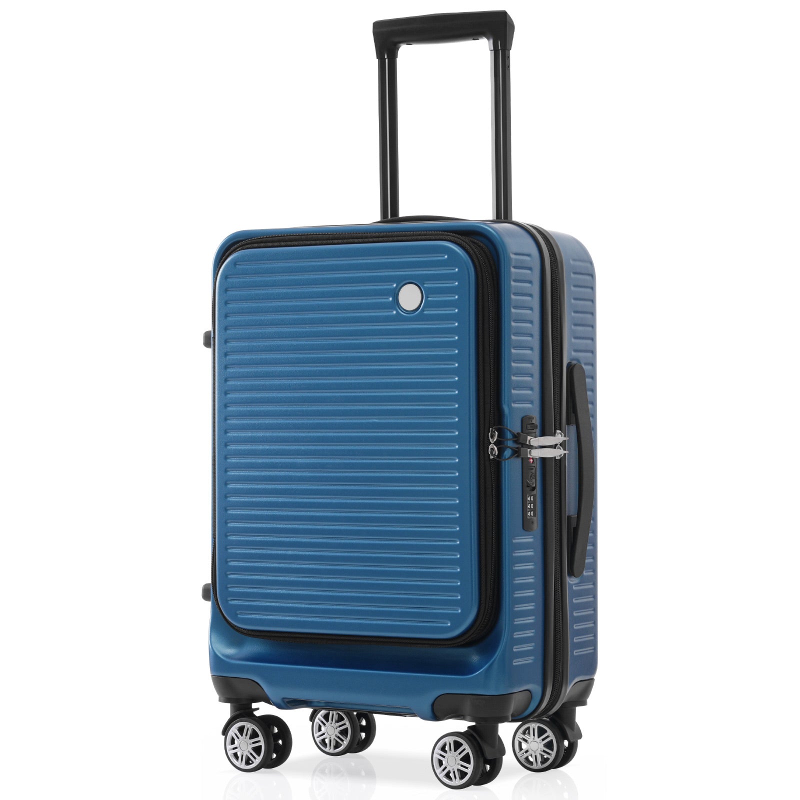 Carry On Luggage 20 Inch Front Open Luggage Lightweight Suitcase With Front Pocket And Usb Port, 1 Portable Carrying Case Peacock Blue Abs