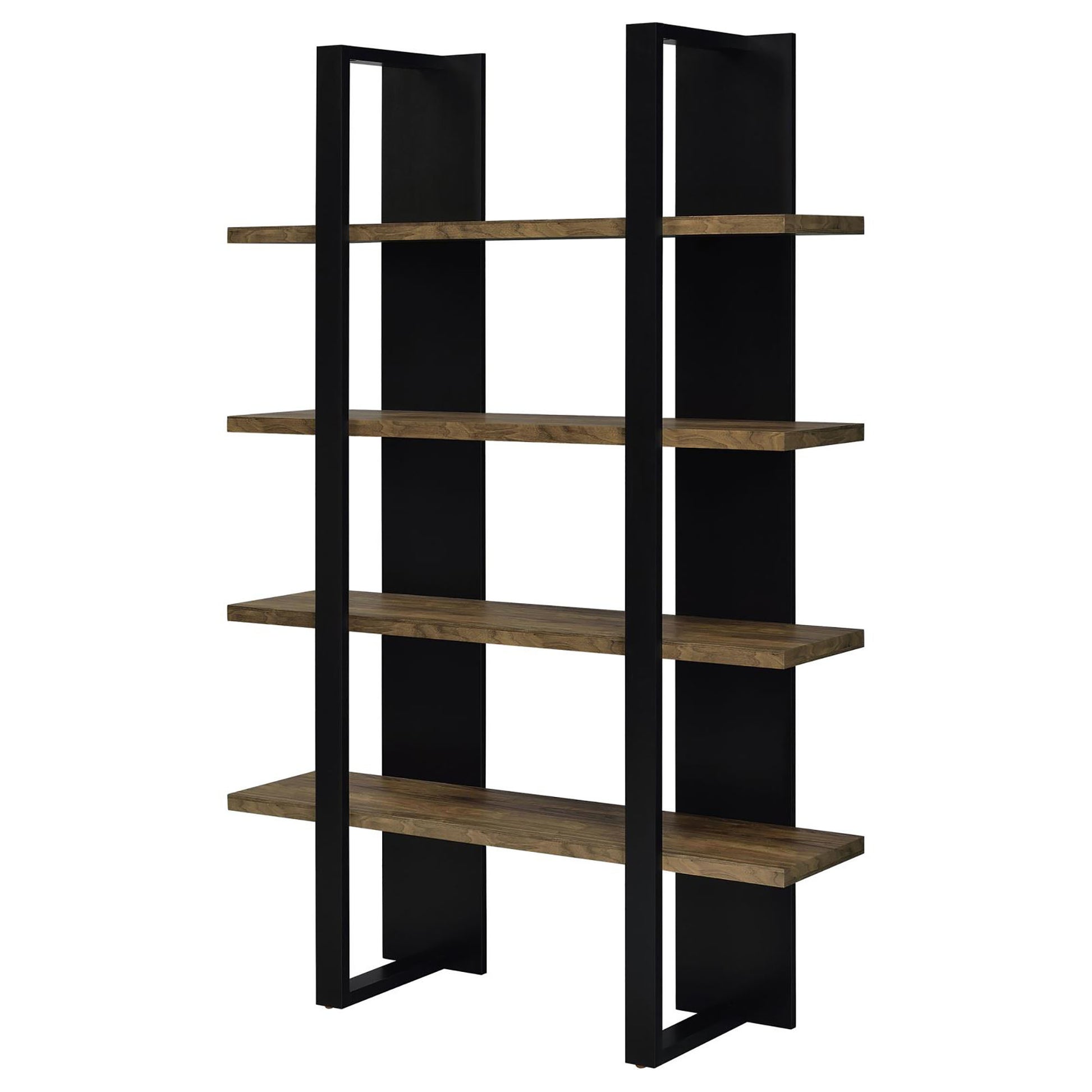 Mystrene Black And Walnut 4 Shelf Bookcase 4 Black Etagere Vertical Primary Living Space Open Back Wood Contemporary,Modern Wood