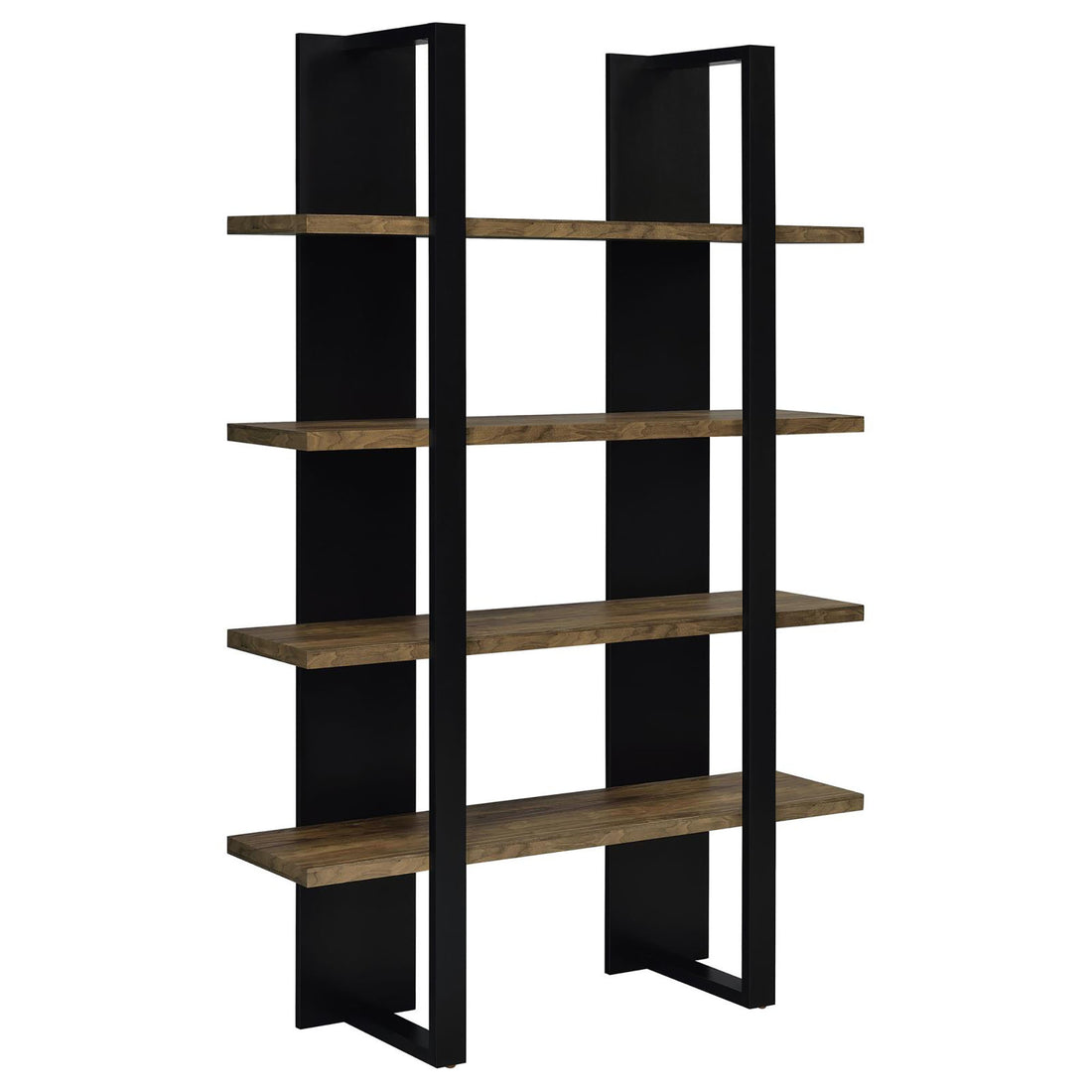 Mystrene Black And Walnut 4 Shelf Bookcase 4 Black Etagere Vertical Primary Living Space Open Back Wood Contemporary,Modern Wood