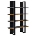 Mystrene Black And Walnut 4 Shelf Bookcase 4 Black Etagere Vertical Primary Living Space Open Back Wood Contemporary,Modern Wood