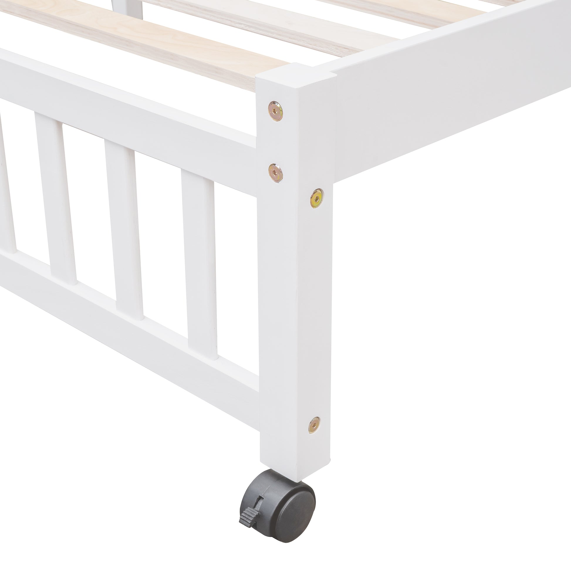 Wooden Twin Over Full Bunk Bed With Six Drawers And Flexible Shelves,Bottom Bed With Wheels,White Old Sku:Lp000531Aak White Solid Wood