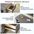 A Coffee Table Made Of Mdf Material. Equipped With Drawers Made Of Solid Wood Material. Can Store Things And Save Space. Paired With Black Metal Table Legs. Suitable For Living Room. Grey Mdf