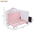 Wood Full Size House Murphy Bed With Usb, Storage Shelves And Blackboard, Pink White Box Spring Not Required Full Pink White Wood Bedroom Murphy Solid Wood Mdf