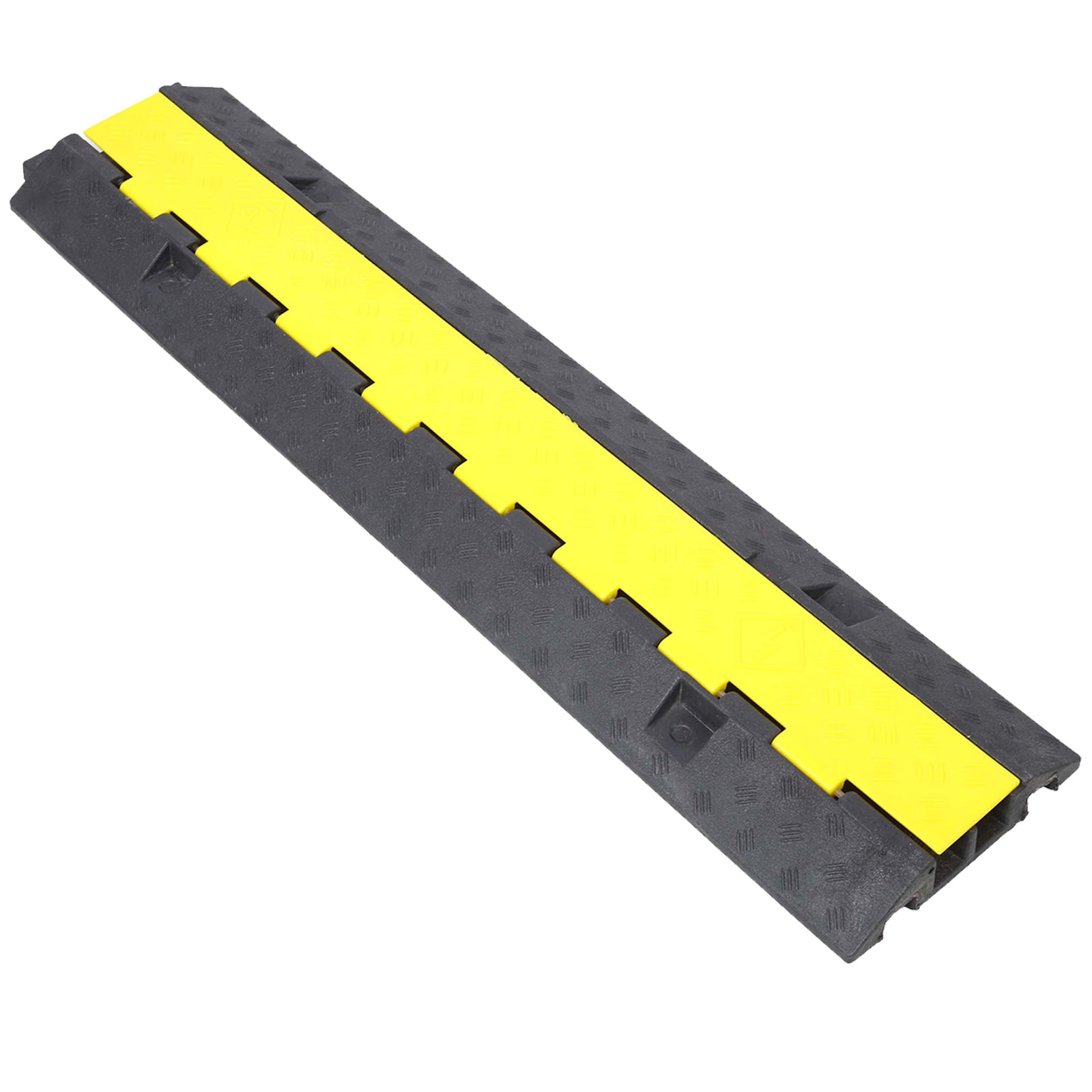 Cable Protector Ramp, 2 Channels Speed Bump Hump, Rubber Modular Speed Bump Rated 11000 Lbs Load Capacity, Protective Wire Cord Ramp Driveway Rubber Traffic Speed Bumps Cable Protector,4 Packs Black Rubber