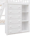 Wooden Twin Over Full Bunk Bed With Six Drawers And Flexible Shelves,Bottom Bed With Wheels,White Old Sku:Lp000531Aak White Solid Wood