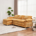 Modern Deep 3 Seat Sofa Couch With Ottoman, Polyester Sofa Sleeper Comfy Upholstered Furniture For Living Room, Apartment, Studio, Office,Yellow Yellow Polyester 3 Seat