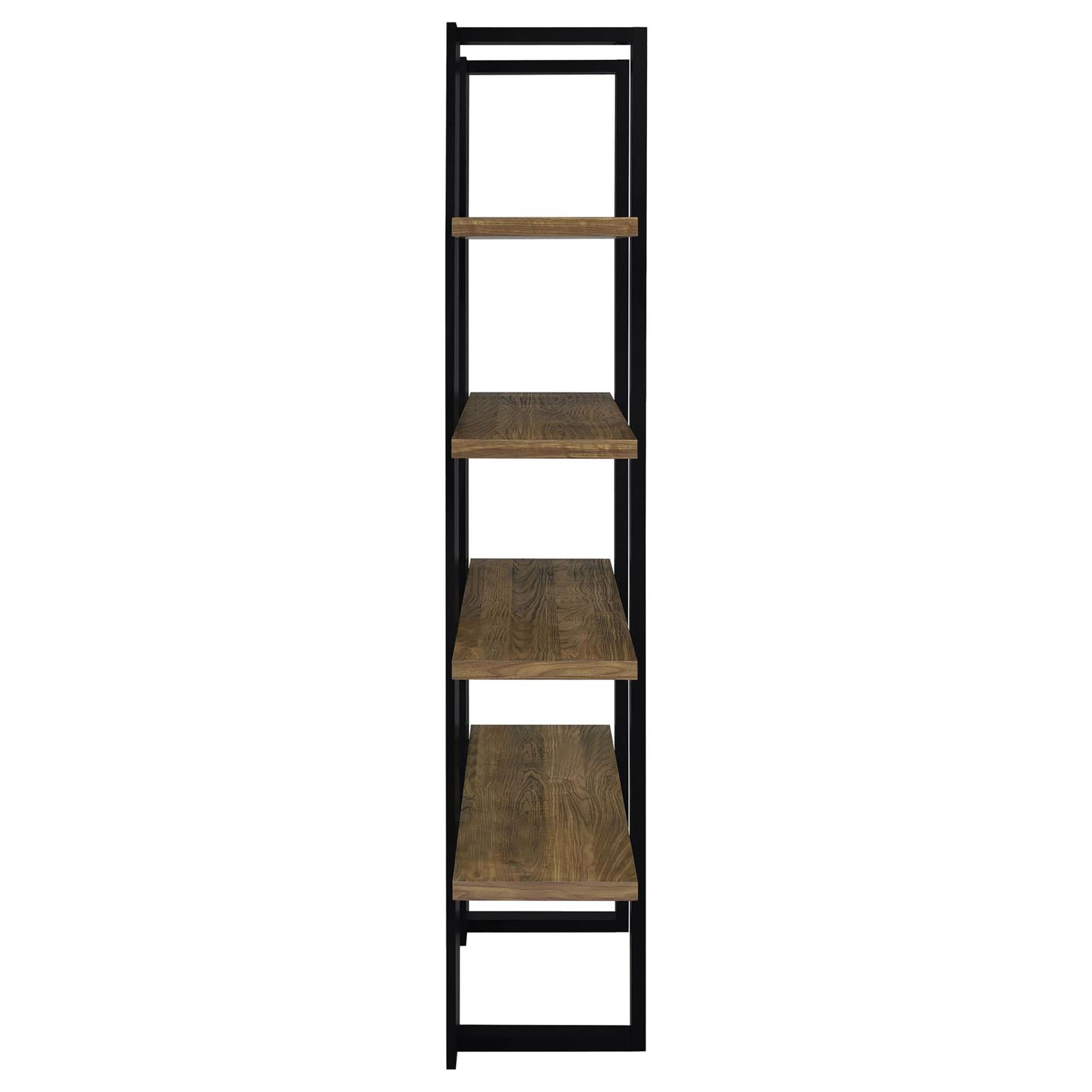 Mystrene Black And Walnut 4 Shelf Bookcase 4 Black Etagere Vertical Primary Living Space Open Back Wood Contemporary,Modern Wood