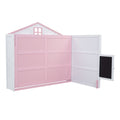 Wood Full Size House Murphy Bed With Usb, Storage Shelves And Blackboard, Pink White Box Spring Not Required Full Pink White Wood Bedroom Murphy Solid Wood Mdf